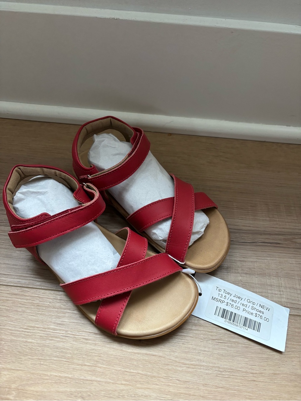 Tip Toey Joey Grip Red Sandals US 13.5 Toddler NWT